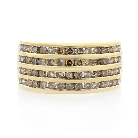 1.00Cttw Round Cut Diamond Ladies Band Ring 10K Yellow Gold Size 7.25 - Picture 2 of 6